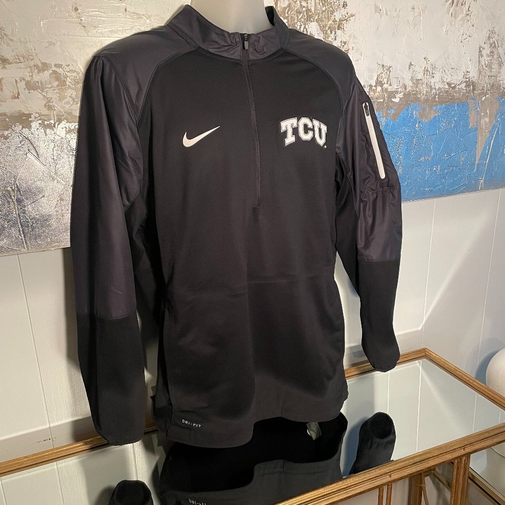 TCU Nike Mens Rare Black 1/4 Zip Pullover Size S